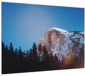 Sklenený obraz - Nočný vrchol hôr (70x50 cm)