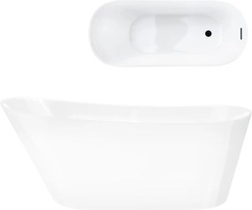 Voľne stojaca vaňa Corsan Estella 160 x 74 cm Korok klik-klak Grafit