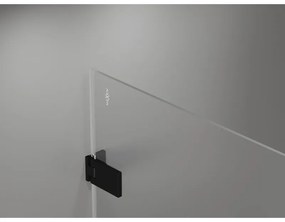 Mexen Lunar-B, výklopný sprchový kút ľavý 90 x 70 cm, 8mm číre sklo, čierny profil, 832-090-070-70-00-L