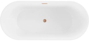 Mexen Flavia, voľne stojaca vaňa 170 x 75 cm, biela, medený prepad, 54031708000-65