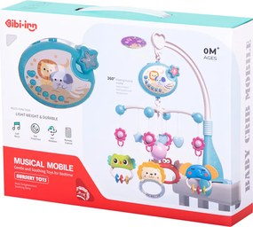 KIK Lullaby Star Design kolotoč nad postieľku s projektorom hviezd a diaľkovým ovládaním, modrý