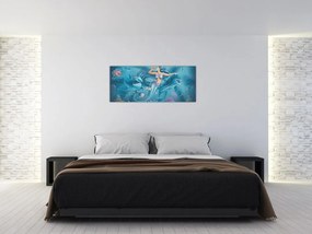 Obraz - Morská víla s delfínmi (120x50 cm)