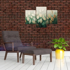 Obraz - Zlato-zelené listy (90x60 cm)