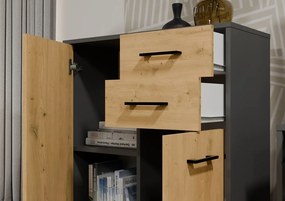 Komoda SIMPLO 2D2S 74 cm antracitová/dub artisan
