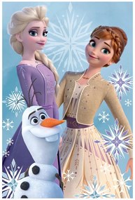 Detská fleecová deka Ľadové kráľovstvo - motív princezné s Olafom - 100 x 150 cm