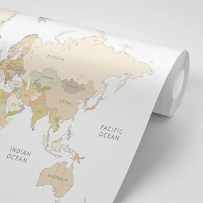 Samolepiaca tapeta mapa sveta s vintage prvkami - 225x150