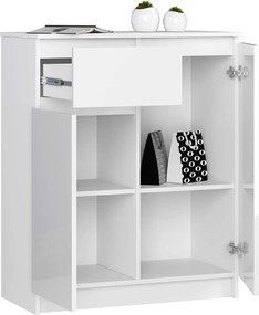 Komoda Kiara 80 cm 2 skrinky a 1 zásuvka biely lesk