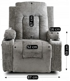 JAKS Masážne kreslo šedé mikroplyš Box