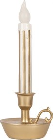 Bielo-zlatý dekoračný svietnik so sviečkou s Led plameňom - 13*12*32 cm
