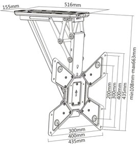 MK FLORIA MKF-20DM444 - Inteligentný stropný držiak pre TV 55" čierna Wi-Fi TUYA + DO