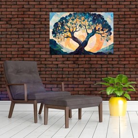 Obraz – Mozaika – slnko a strom II. (90x60 cm)