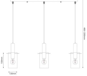 Luster na lanku ARCADIA 3xE27/60W/230V čierna/dymová