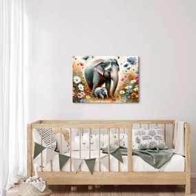 Obraz - Slonia mama, akvarel (70x50 cm)
