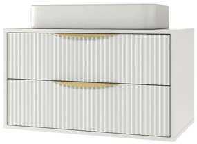 Závěsná skříňka pod umyvadlo Avila s deskou 80 cm bílá/zlatá