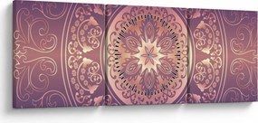 Obraz - Mandala na fialovom gradiente (s hodinami) (90x30 cm)