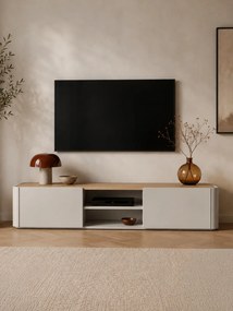 TV stolík Elivo 220 cm so zásuvkou - kašmír / olejovaný dub