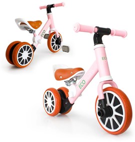 EcoToys Trojkolesový bicykel 2v1 - ružový