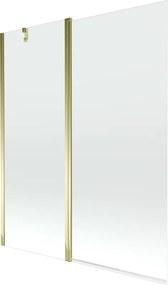 Mexen Flip, vaňová zástena 1-krídlová 140 x 150 cm, otočné krídlo, 6 mm číre sklo, zlatý profil, 894-140-101-50-00