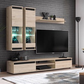 Obývacia stena Modo Hjz Md Hickory Jackson/Čierna