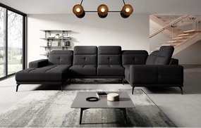 Rohová sedačka v tvare U Nicolette (čierna) (p)