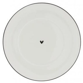 Plate Cup 15cm White/Heart in Black