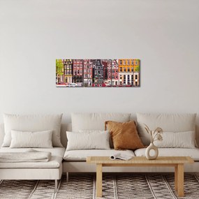 Obraz - Amsterdam, tanečné domy (s hodinami) (90x30 cm)