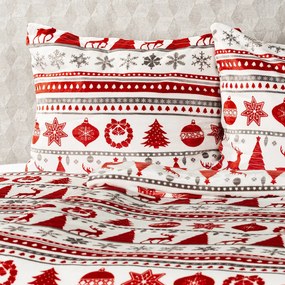 4Home obliečky mikroflanel Christmas Time červená, 140 x 220 cm, 70 x 90 cm