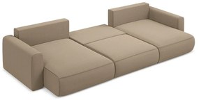 Svetlohnedá zamatová rozkladacia/s úložným priestorom rohová pohovka (do tvaru "U") Kapua – Makamii