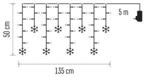 LED Vianočný záves 60xLED/1,35W 635x50 cm studená biela