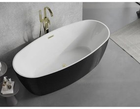 Mexen Lira, voľne stojaca vaňa, vzor, 170 x 80 cm, biela-čierna, zlatý matný prepad, 52831708075-55