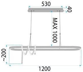 Toolight Toolight, LED stropné osvetlenie 120cm, 32W, 3000K, LHJ040-CP, čierna matná, OSW-50018
