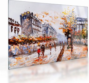 Sklenený obraz - Život v meste (70x50 cm)