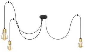 Luster na lanku TUBE 3xE27/10W/230V pavúk čierna/zlatá