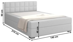 Tempo Kondela Boxpringová posteľ 140x200, svetlosivá, FERATA KOMFORT