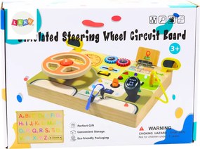LEAN Toys Analogová senzorická manipulačná doska – Auto s LED svetlami