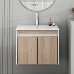 Závesná skrinka pod umývadlo Houseland Morvia 60 cm biela/dub