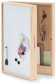 Zeller Present Skrinka na kľúče a nástenka 2v1, drevená, biela XL