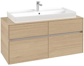 VILLEROY &amp; BOCH Collaro závesná skrinka pod umývadlo na dosku (umývadlo v strede), 4 zásuvky, 1200 x 500 x 548 mm, Nordic Oak, C09100VJ