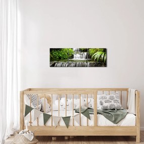 Obraz - Vodopád v dažďovom lese (s hodinami) (90x30 cm)