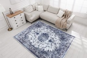 MIRO 51822.812 umývací koberec Rozeta, rám protišmykový - tmavomodrá Veľkosť: 80x150 cm