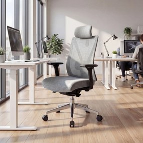 Ergonomická kancelárska stolička sivá so sieťovinou VECTOR