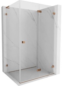 Mexen Lunar-F L, 1-krídlový sprchový kút so skladacími dverami, pravý, 100 x 70 cm, 8mm číre sklo, ružové zlato profil, 836L-100-070-60-00-P