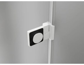 Mexen Lunar-B, výklopný sprchový kút ľavý 80 x 80 cm, 8mm číre sklo, biely profil, 832-080-080-20-00-L