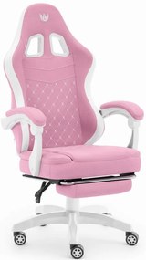 Pohodlná herná a kancelárska stolička HC-1015 s podnožkou - ružová