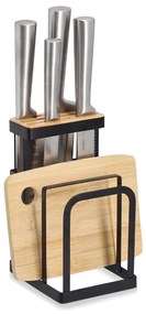 Zeller Present Stojan na nože, stojan na krájacie dosky, čierny kov, bambus