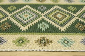 Obojstranný koberec / behúň Kilim romby zelený
