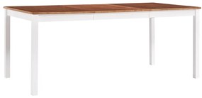 Jedálenský stôl, biely a hnedý 180x90x73 cm, borovicové drevo