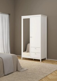 Šatní skříň Realty 102 cm se zrcadlem bílá