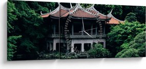 Obraz z japonskej národnej záhrady (s hodinami) (90x30 cm)