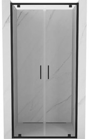 Mexen Exo, dvojité krídlové sprchové dvere 80x200 cm, 6mm číre sklo, čierny profil, 8182-080-000-70-00